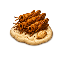 Gebackene Heuschrecken in Knoblauchtunke.png