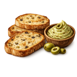 Geröstetes Olivenbrot mit Olivenbutter.png